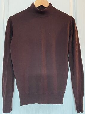John Smedley Vintage Jaybird Mock Neck 100%Pure New Wool Sweater S Brown England